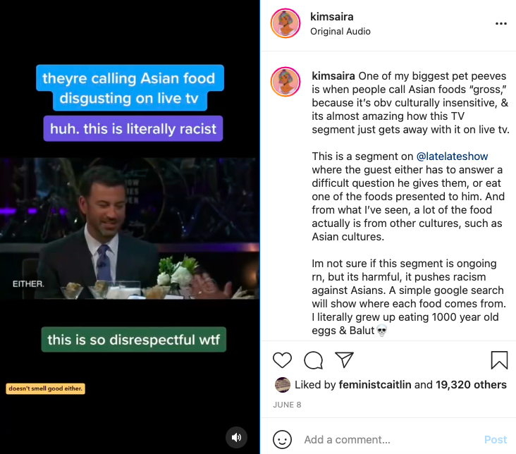 TikToker asks James Corden to cancel segment that shows Asian food as ‘disgusting'