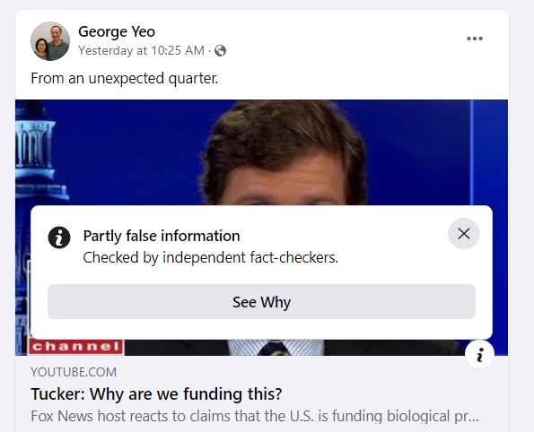 Ex-Foreign Minister George Yeo's post on Tucker Carlson's debunked Russian claims about biolabs in Ukraine draws strong reactions