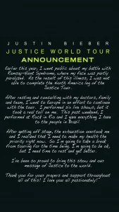 Justin Bieber cancels the rest of his Justice World Tour