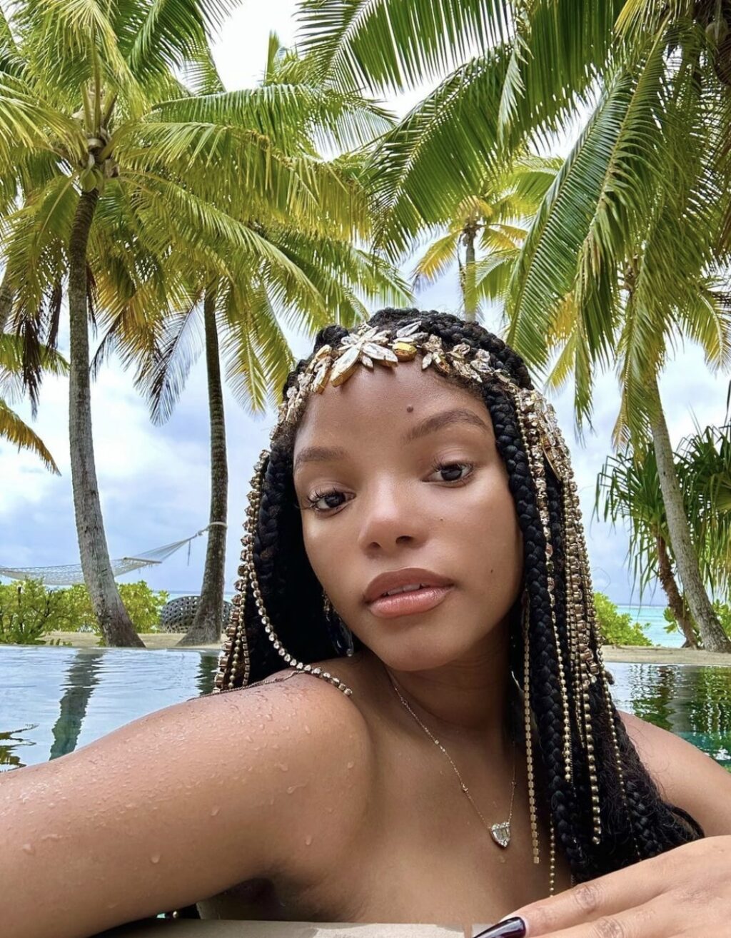 Halle Bailey reacts to fan who says she has a ‘pregnancy nose