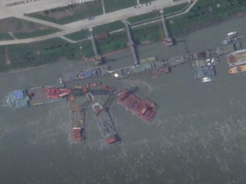 Satellite image of shipyard where sub sank